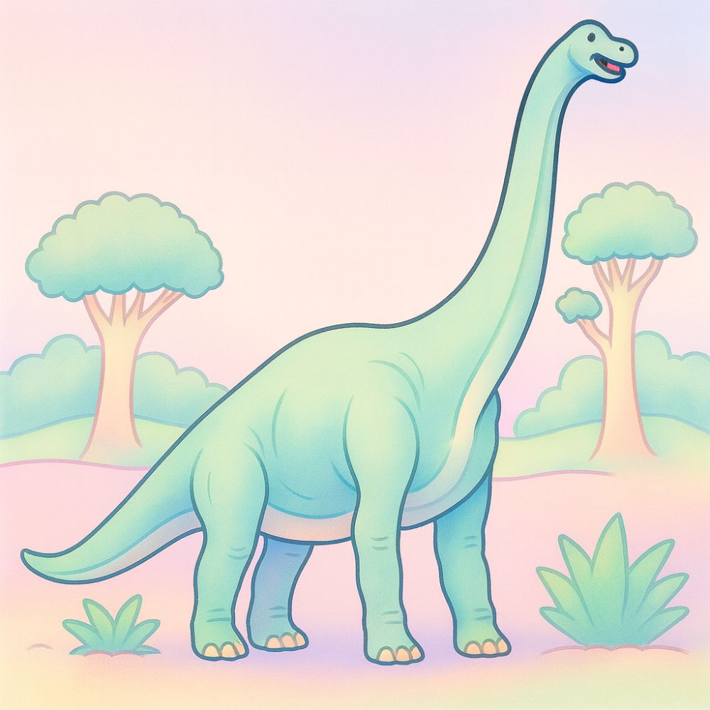 Brachiosaurus kleurideeën in een rustige weidescène