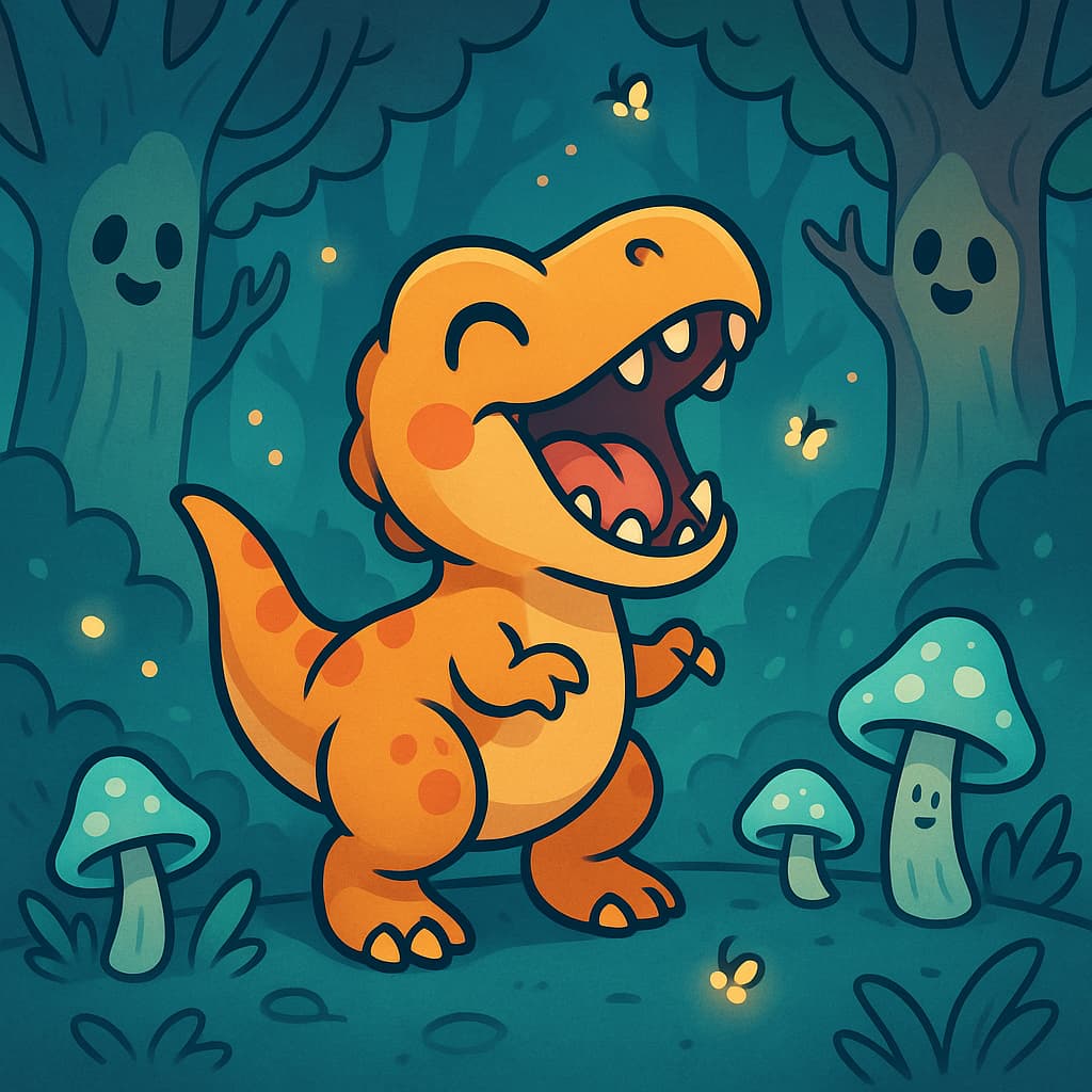 Spannende dinosaurus kleurideeën met vuurvliegjes en paddenstoelen