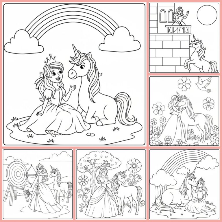 Gratis kleurplaat prinses eenhoorn (PDF) om te printen