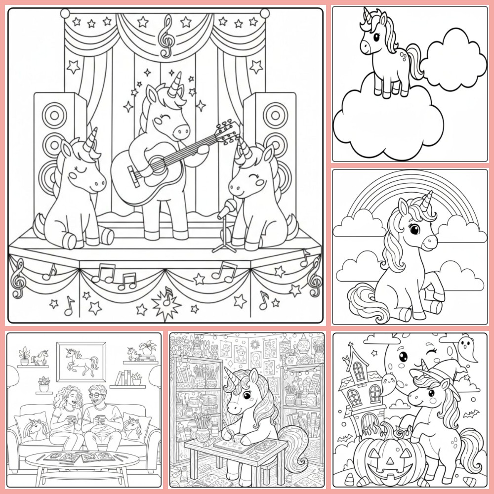 Gratis unicorn kleurplaten om te printen PDF voor alle leeftijden