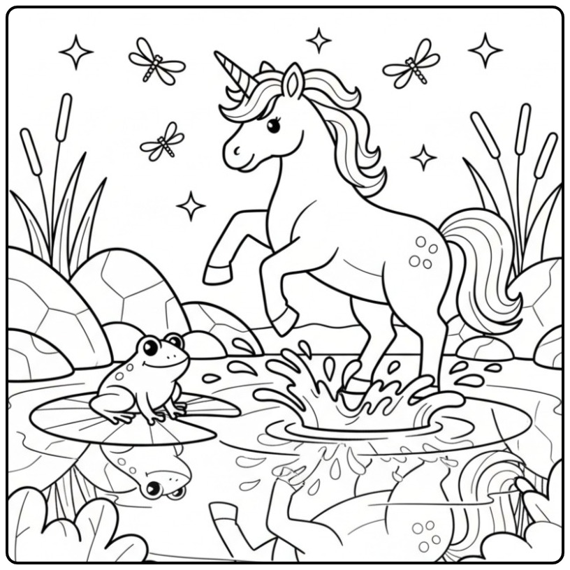 Magische unicorn kleurplaat voor uren kleurplezier.