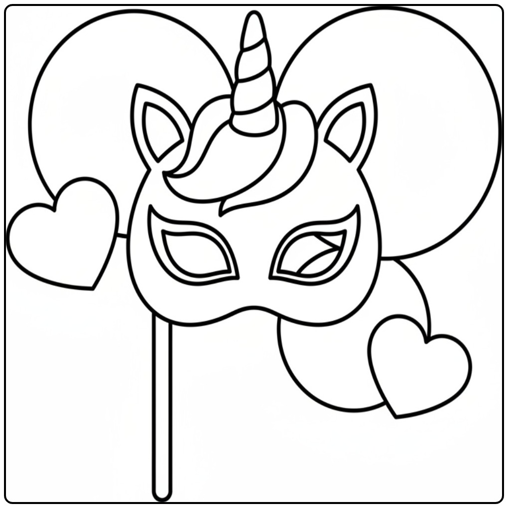 Magische unicorn masker kleurplaat voor creatief kleurplezier!