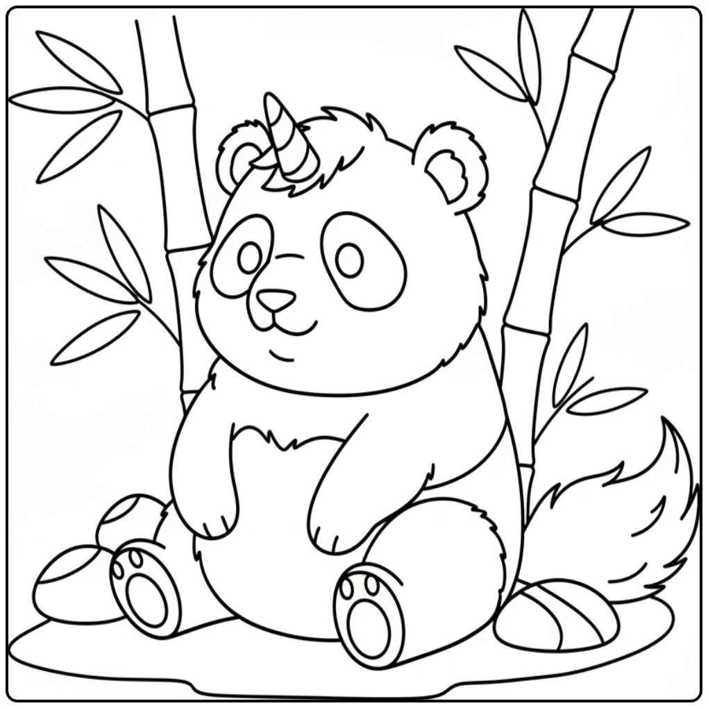 Schattige unicorn panda kleurplaat, print hem uit en kleur!