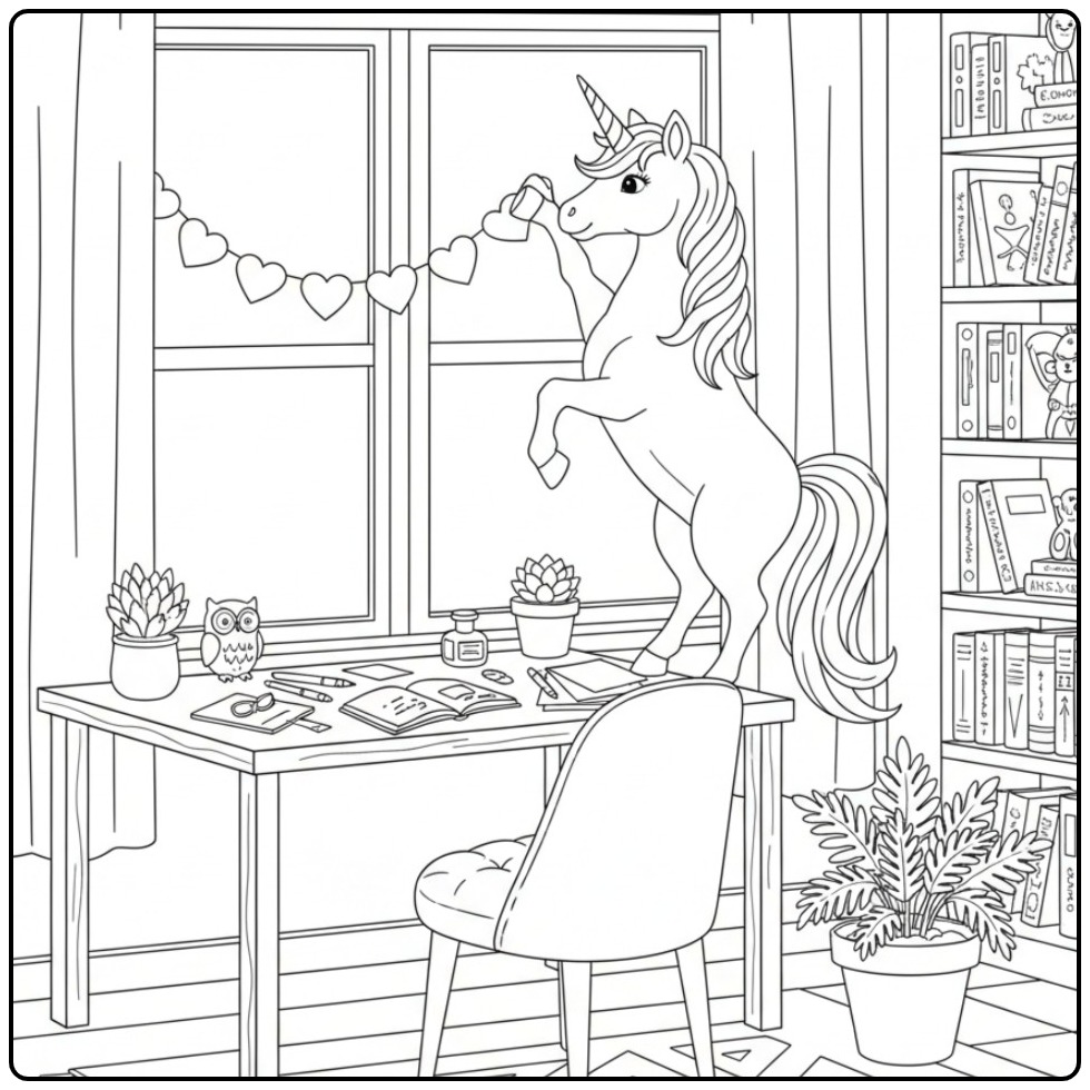 Eenhoorn kleurplaat unicorn hartjes met liefde en magie!