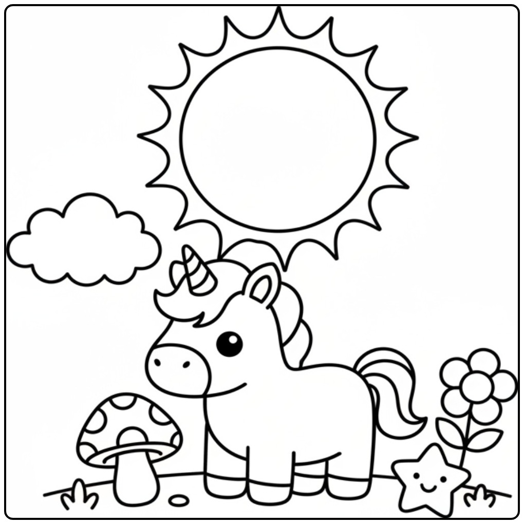 Leuke unicorn kleurplaat voor kinderen. Kleur de eenhoorn in!