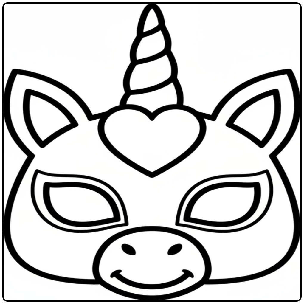 Kleur de unicorn masker kleurplaat in! Heerlijk creatief.