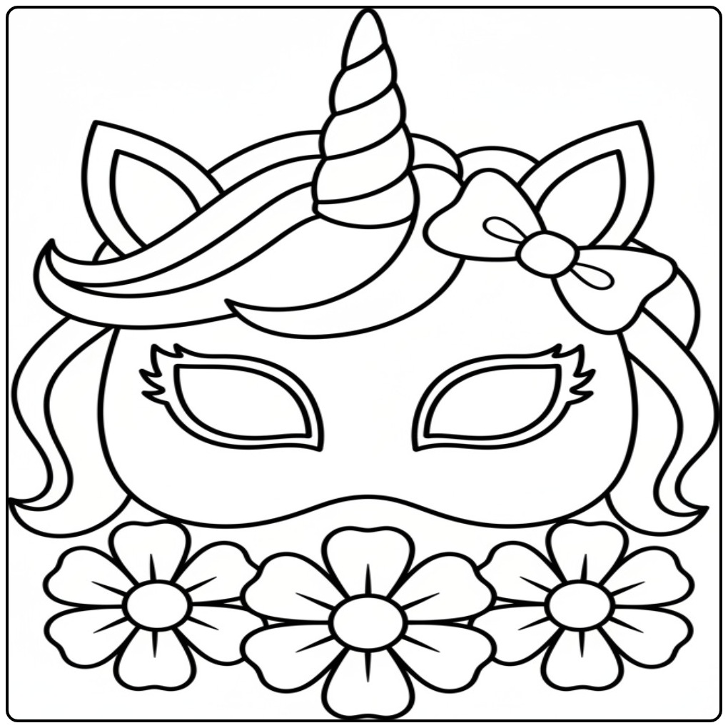 Kleur deze unicorn masker kleurplaat zelf in. Leuk!
