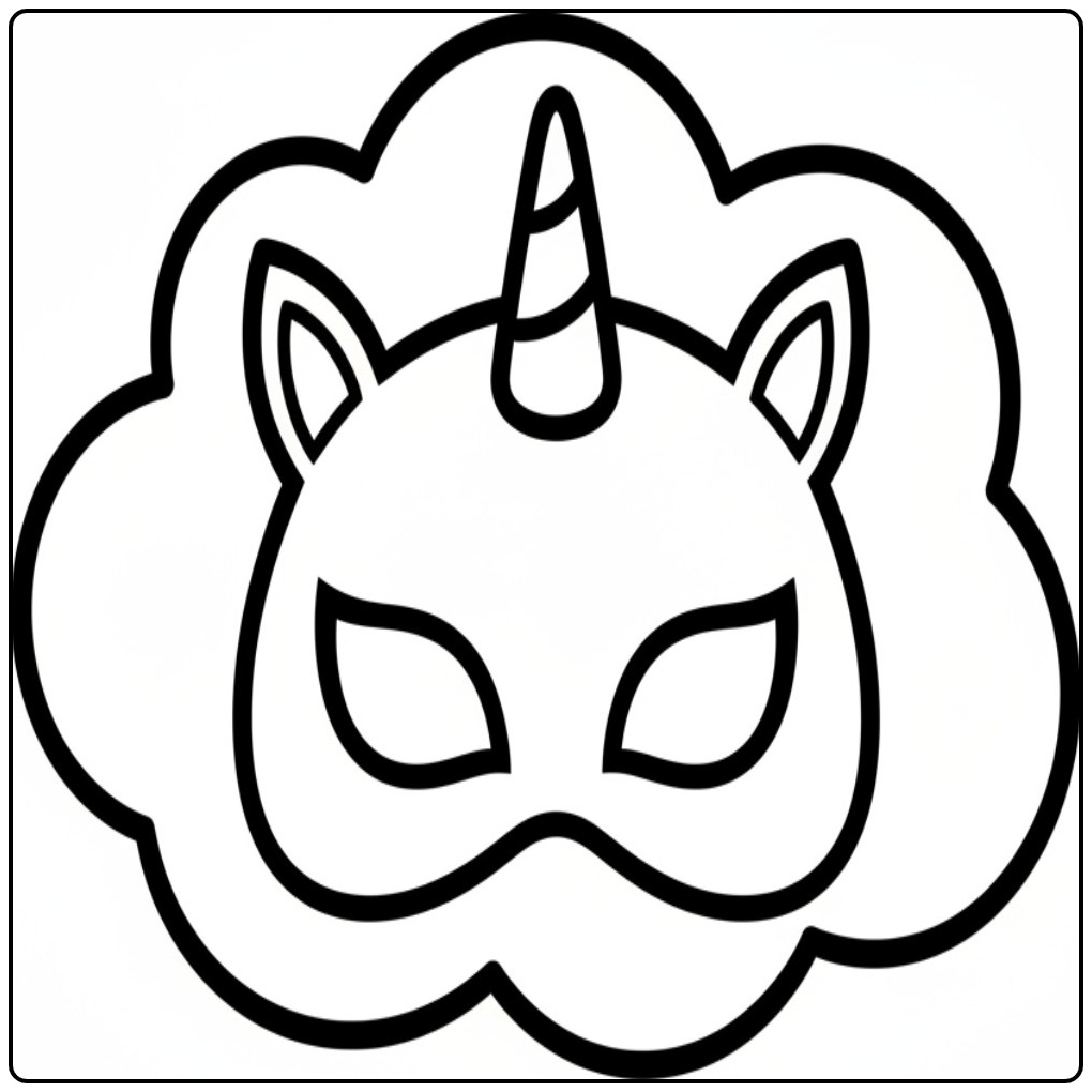 Kleur deze unicorn masker kleurplaat voor een magisch feest!