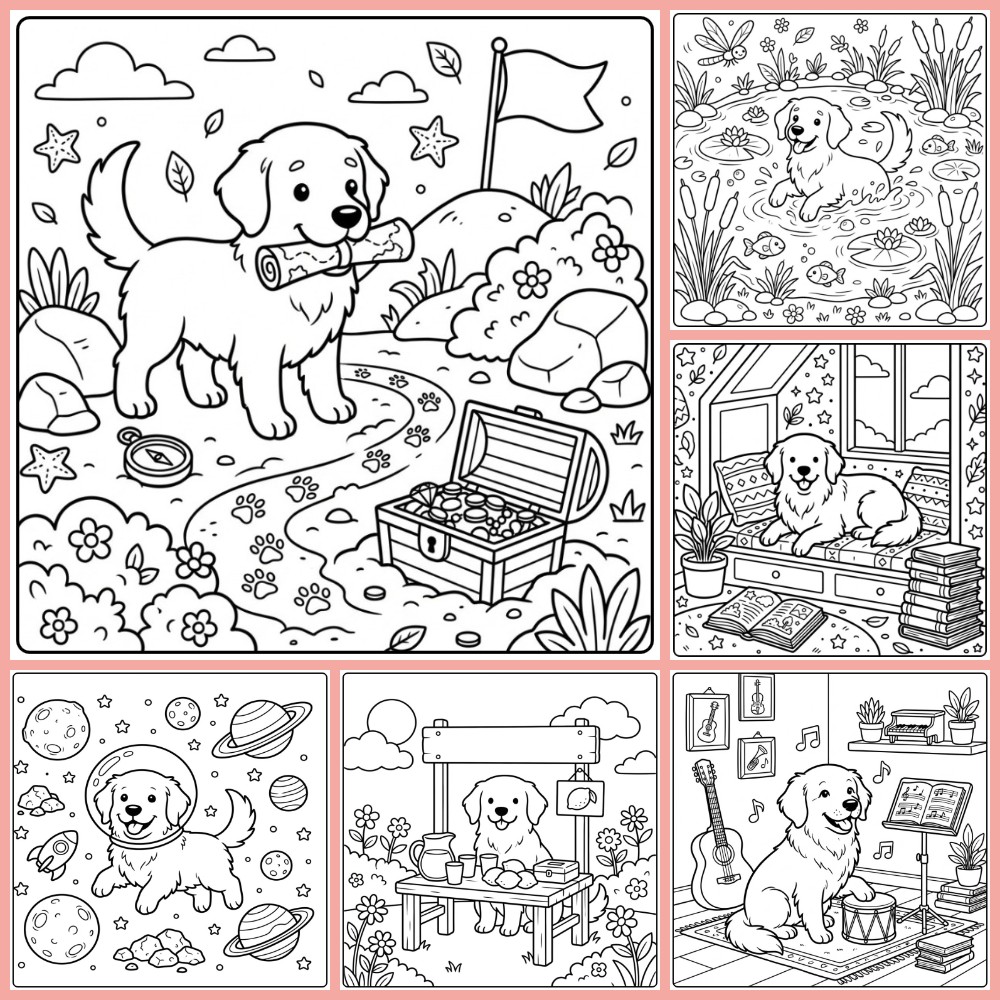 Gratis Golden Retriever Kleurplaat Om Te Printen Als PDF