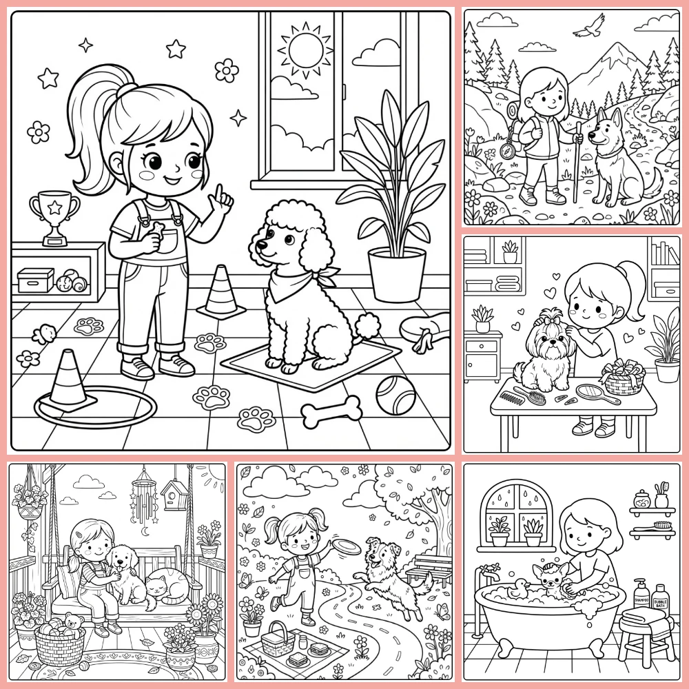 Gratis Kleurplaten Meisje Met Hond Om Te Printen PDF