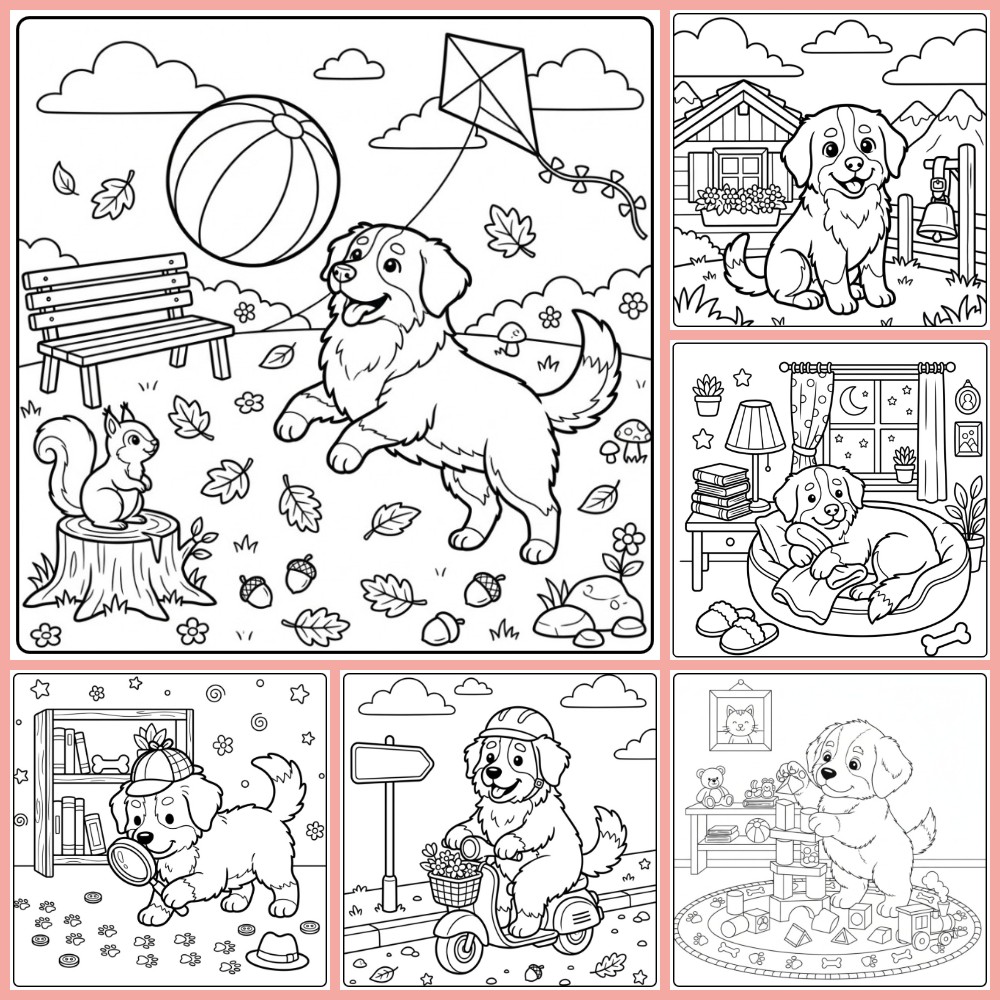 Gratis berner sennenhond kleurplaat om te printen PDF