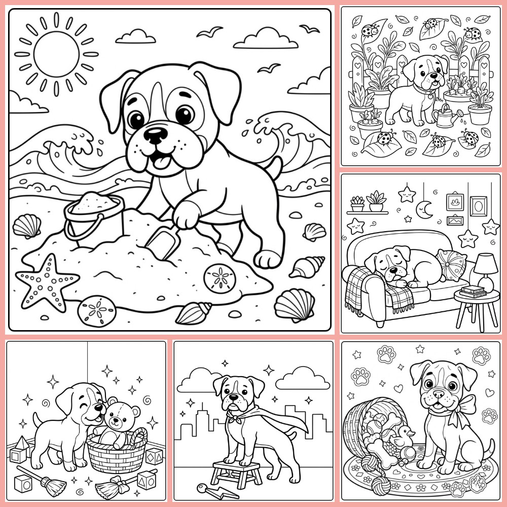 Gratis boxer hond kleurplaat om te printen PDF