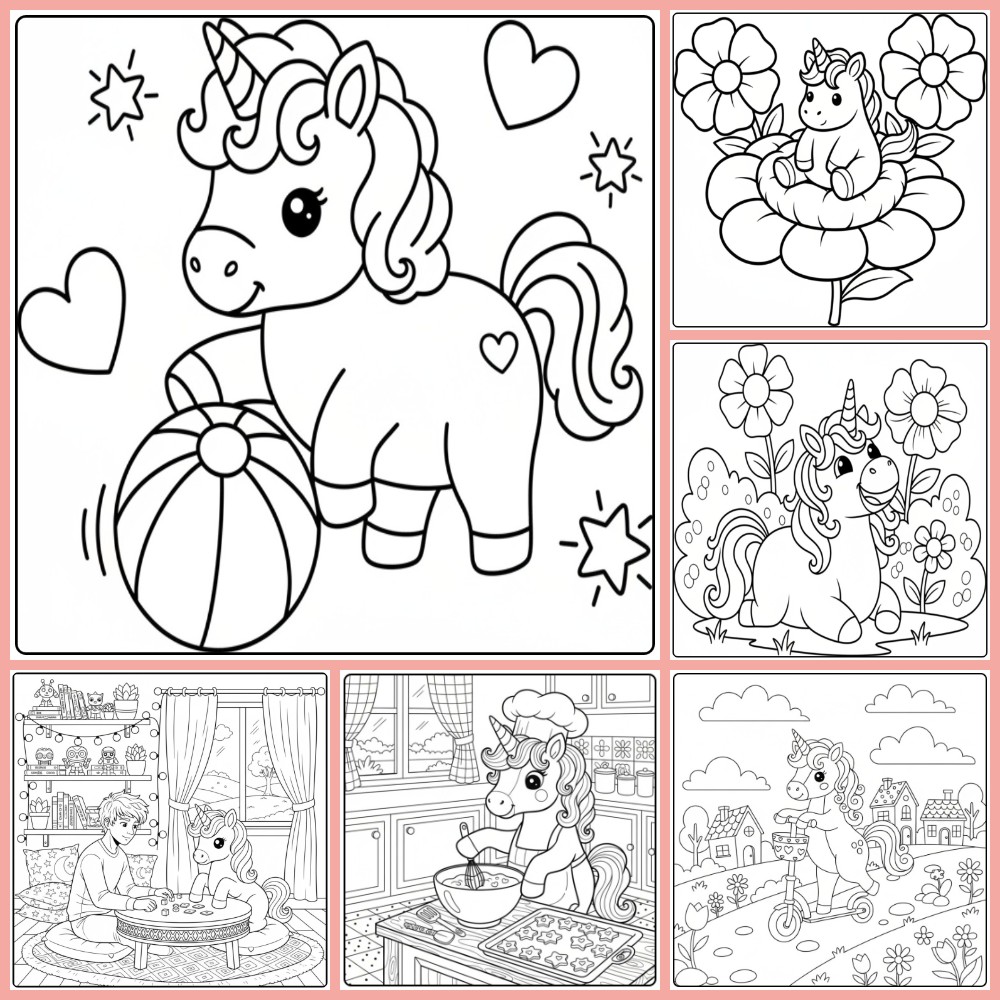 Gratis eenhoorn schattig kleurplaat om te printen PDF