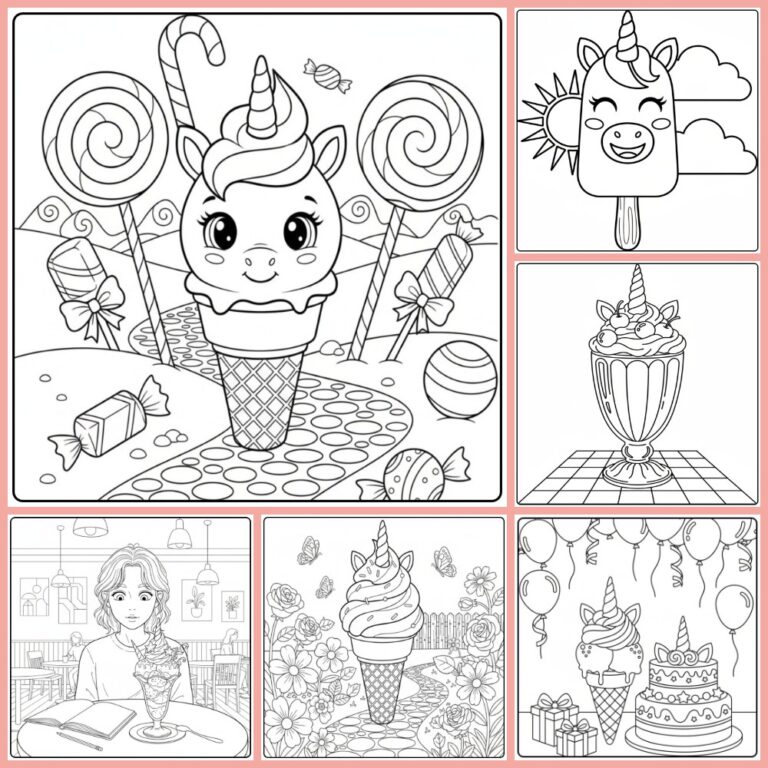 Gratis kleurplaat unicorn ijsje om te printen PDF