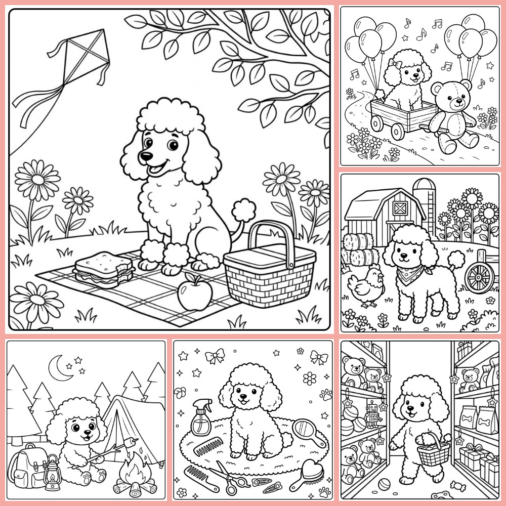 Gratis poedel kleurplaat om te printen PDF