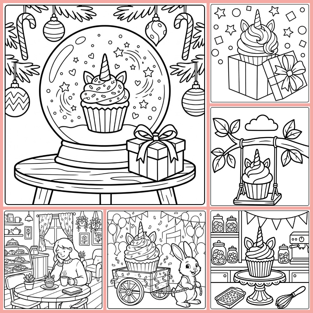 Gratis unicorn cupcake kleurplaat om te printen PDF