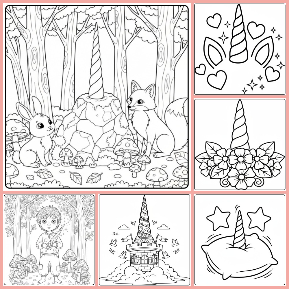 Gratis unicorn hoorn kleurplaat om te printen PDF