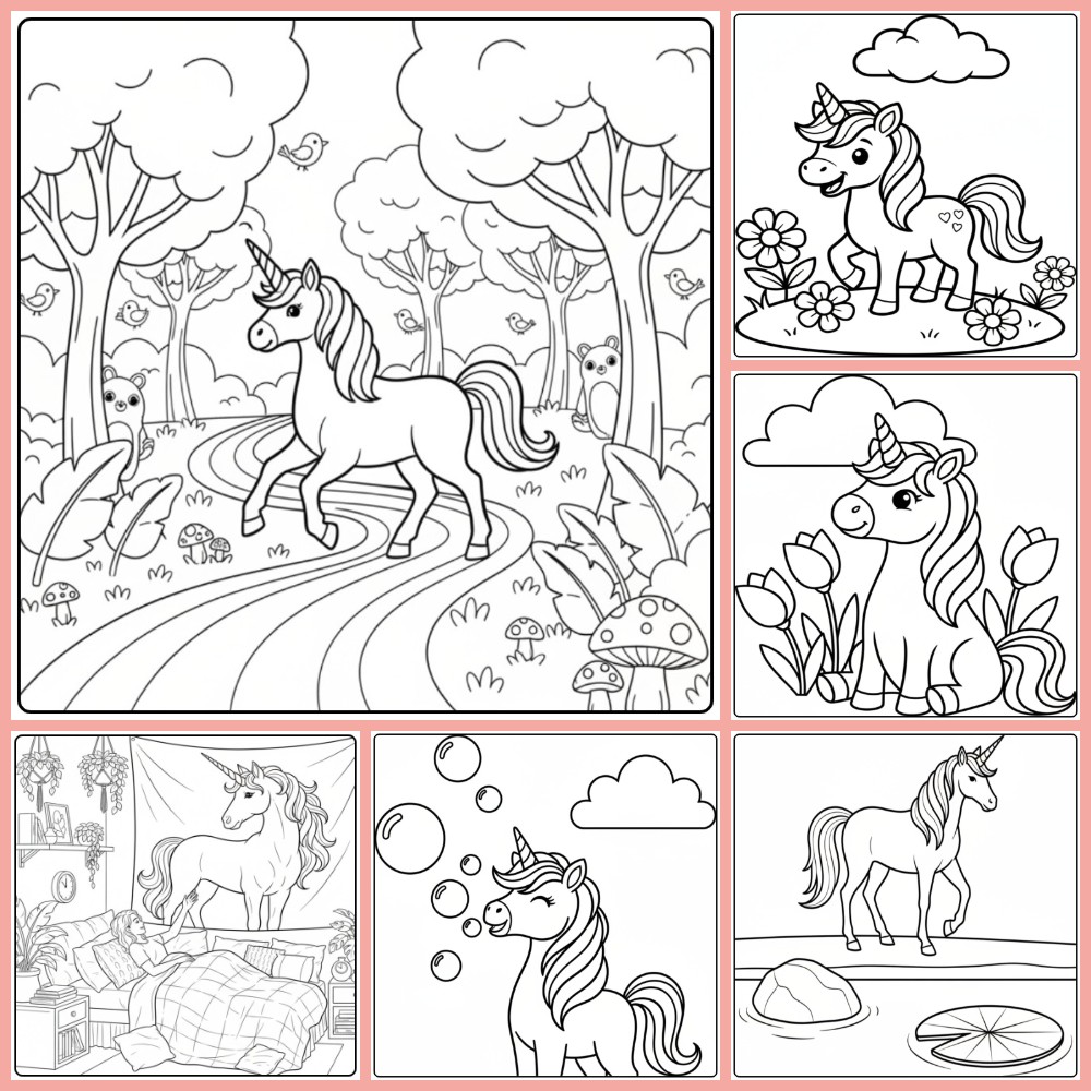 Gratis unicorn kleurplaat makkelijk om te printen PDF