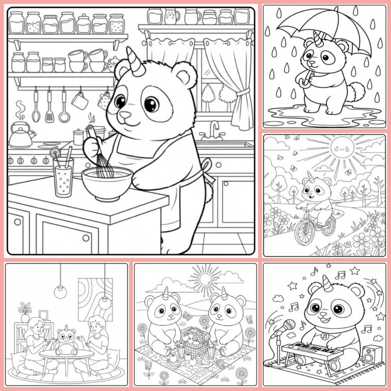 Gratis unicorn panda kleurplaat om te printen PDF