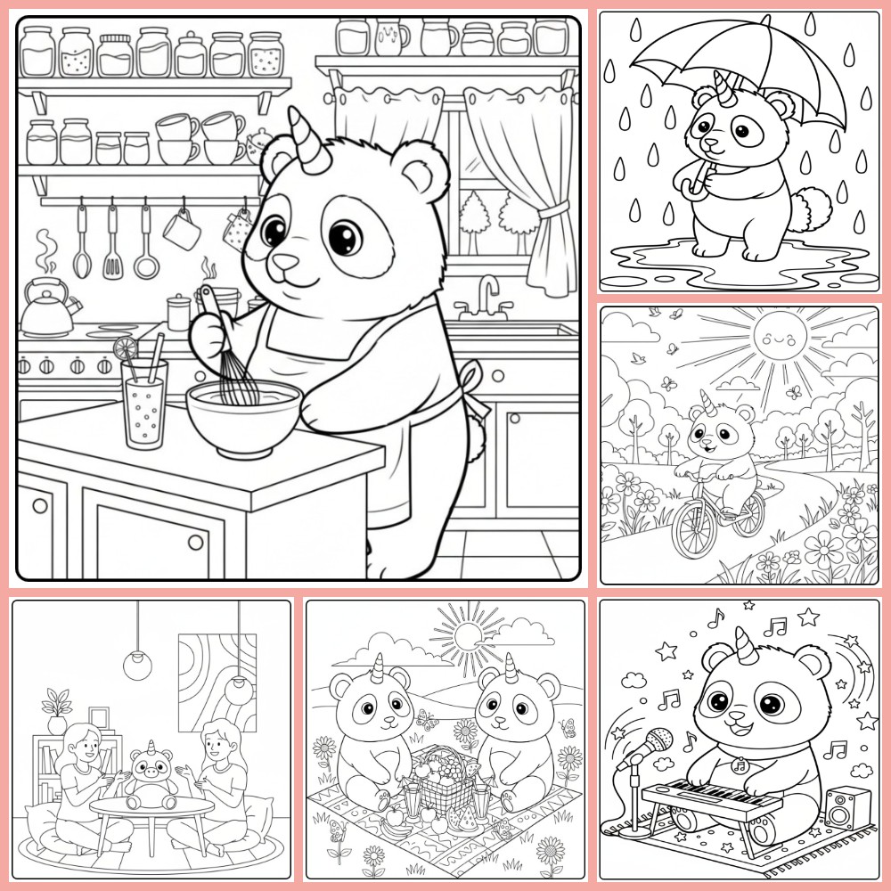 Gratis unicorn panda kleurplaat om te printen PDF