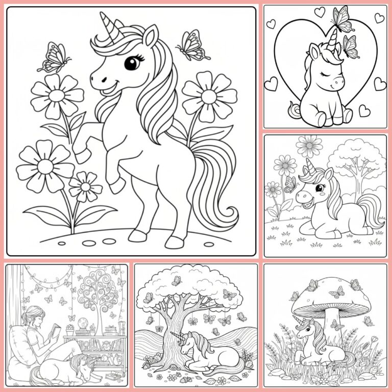 Gratis vlinders kleurplaat unicorn om te printen PDF voor alle