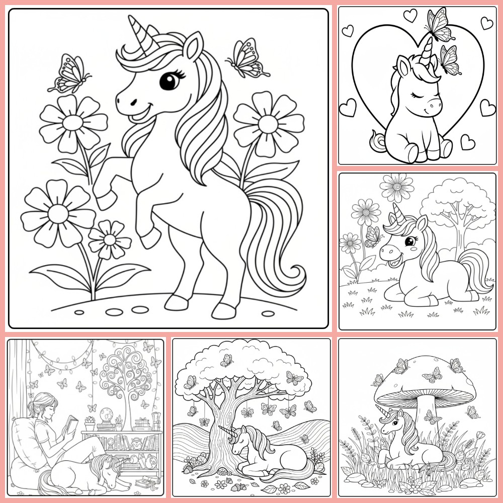 Gratis vlinders kleurplaat unicorn om te printen PDF voor alle