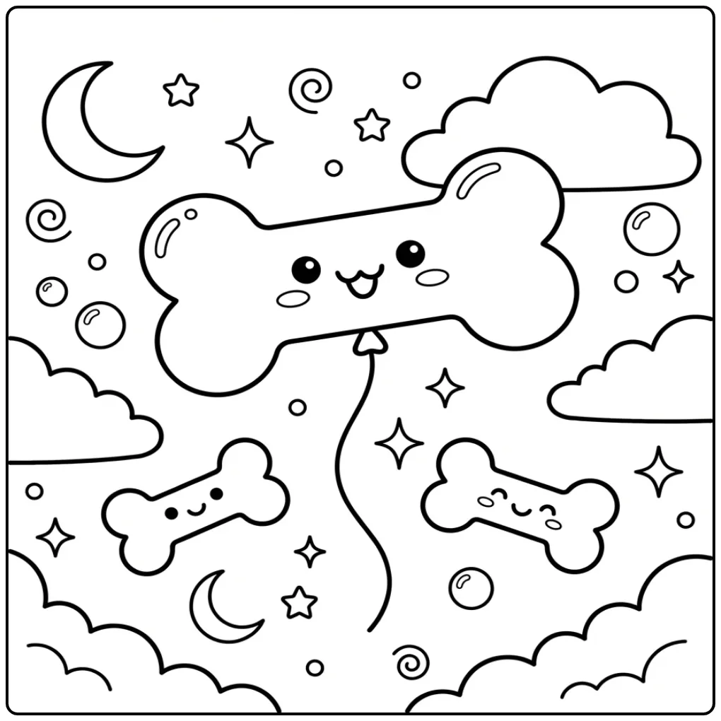 Magische hondenbot kleurplaat zwevend als ballon