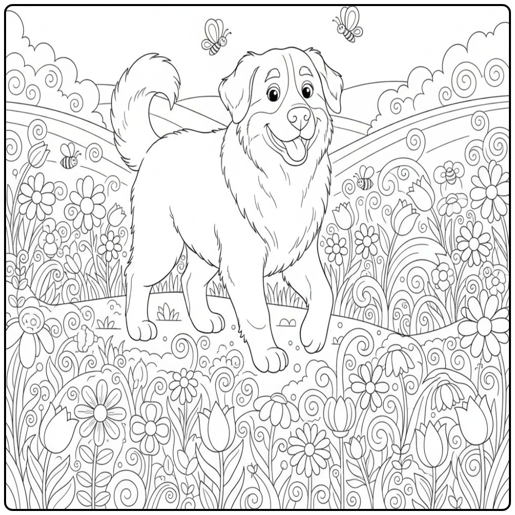 Vrolijke Berner Sennen op een kleurplaat hond moeilijk.