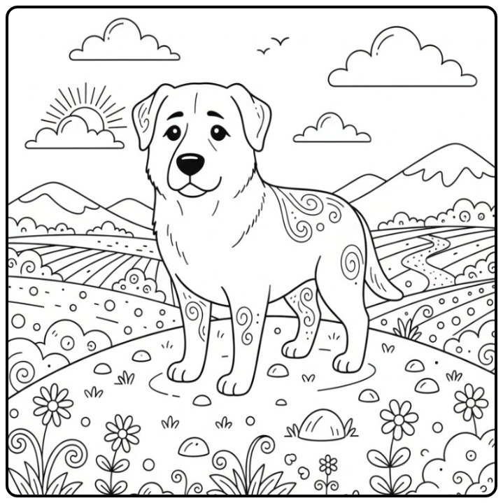 Een waakzame Anatolische herder als kleurplaat hond moeilijk.