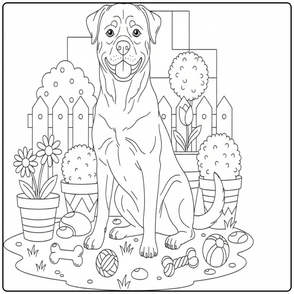 Een Rottweiler op deze uitdagende kleurplaat hond moeilijk.