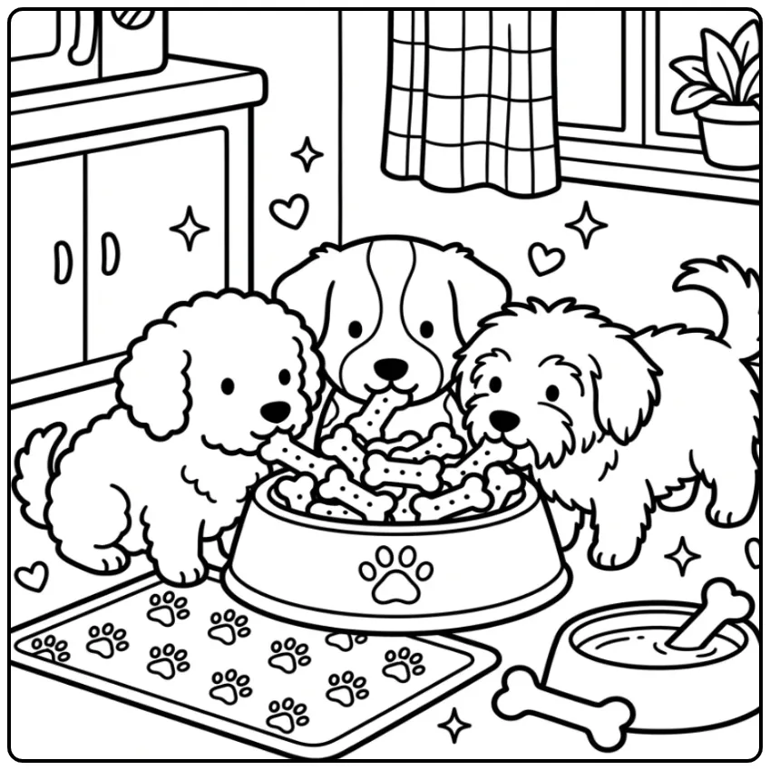 Een leuke honden kleurplaat makkelijk met drie Hollandse hondjes.