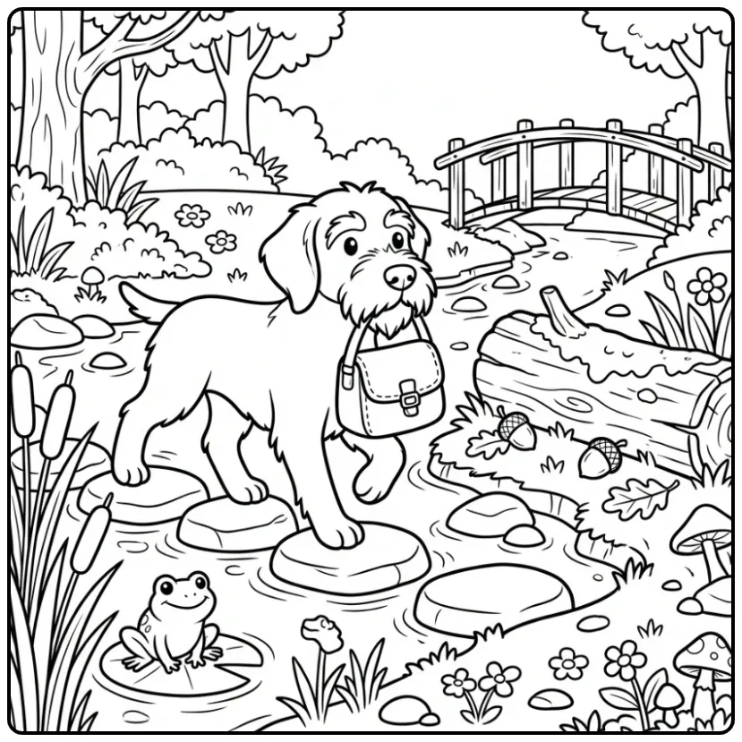 Een lieve Korthals Griffon op een kleurplaat hond volwassenen.