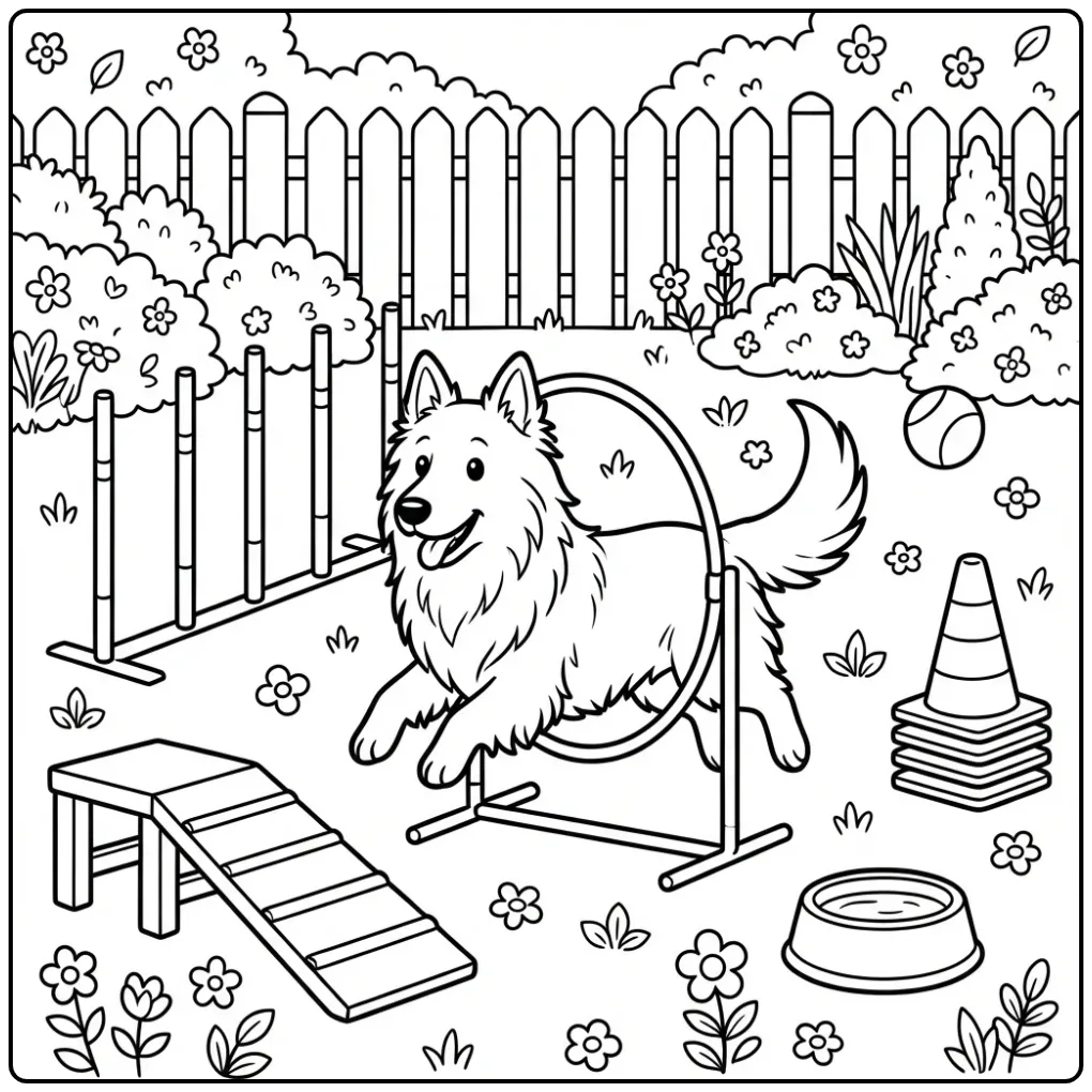 Behendige Hollandse Herder op een leuke kleurplaat hond volwassenen.