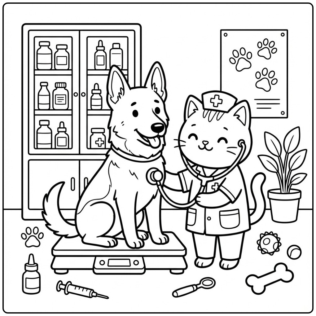 Een brave hond op een schattige kleurplaat mechelse herder.