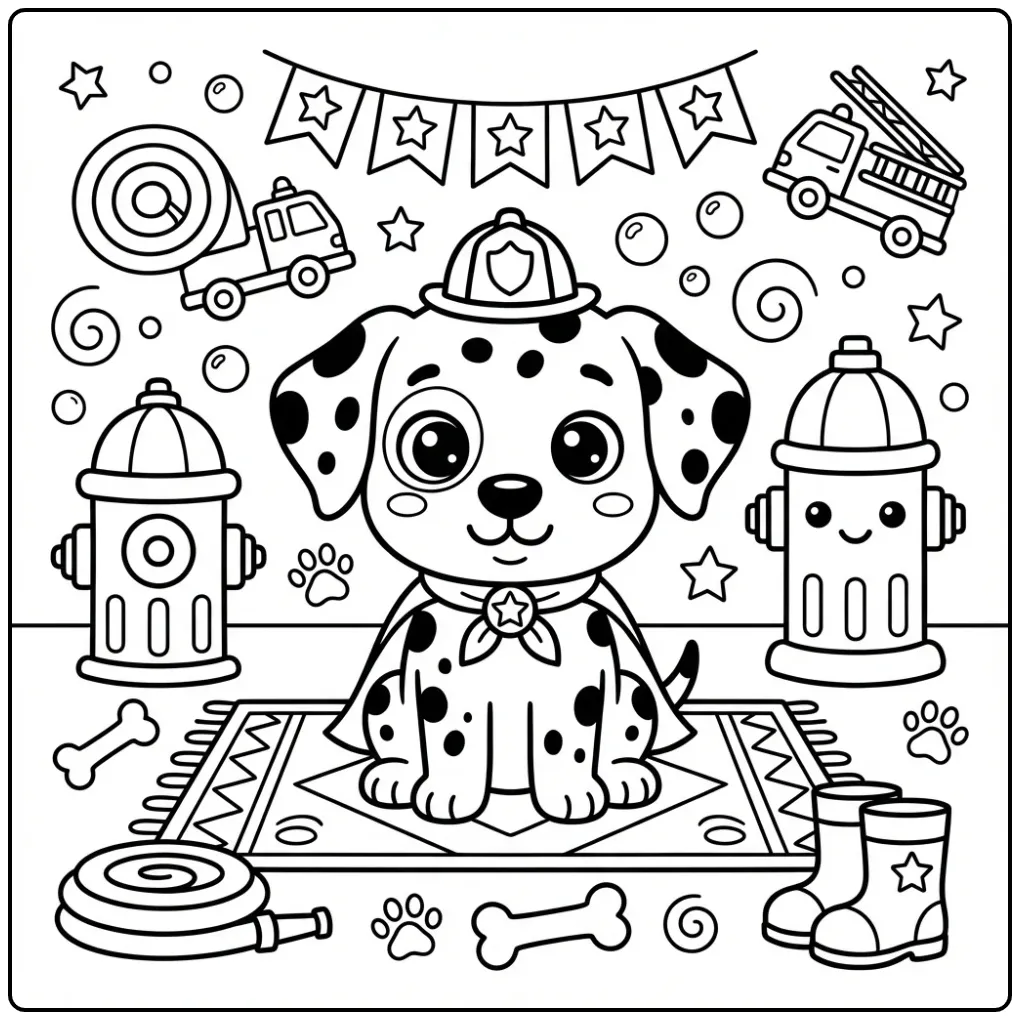 Dalmatiër bij brandkraan als puppy kleurplaat hond volwassenen