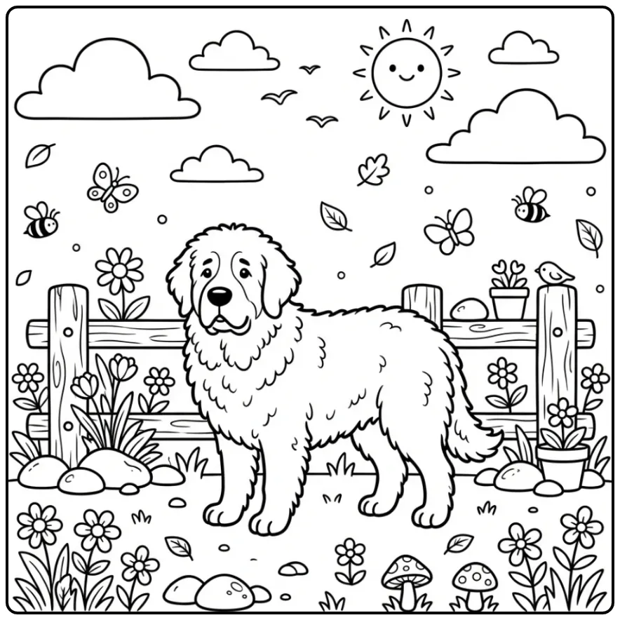 Rustige Spaanse Mastiff in de natuur kleurplaat hond.