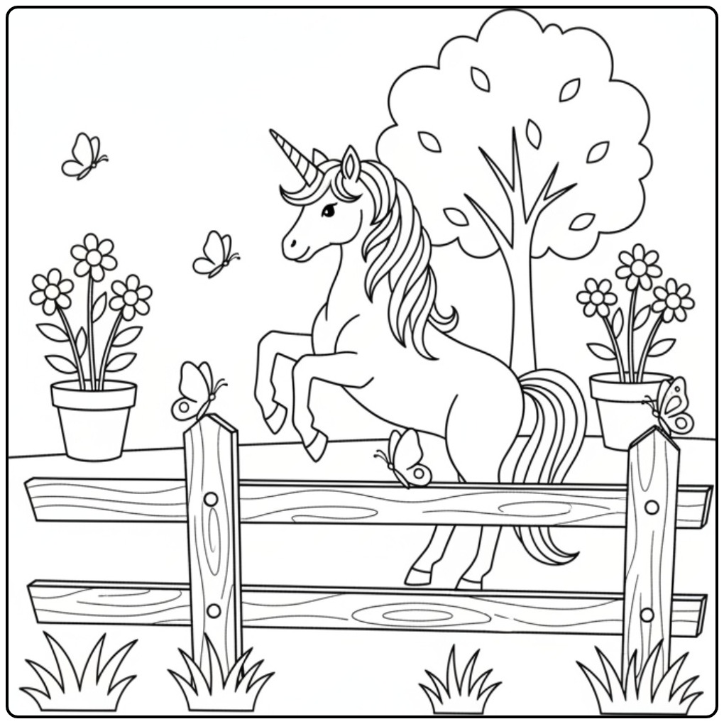 Magische vlinders kleurplaat unicorn, klaar om ingekleurd te worden!