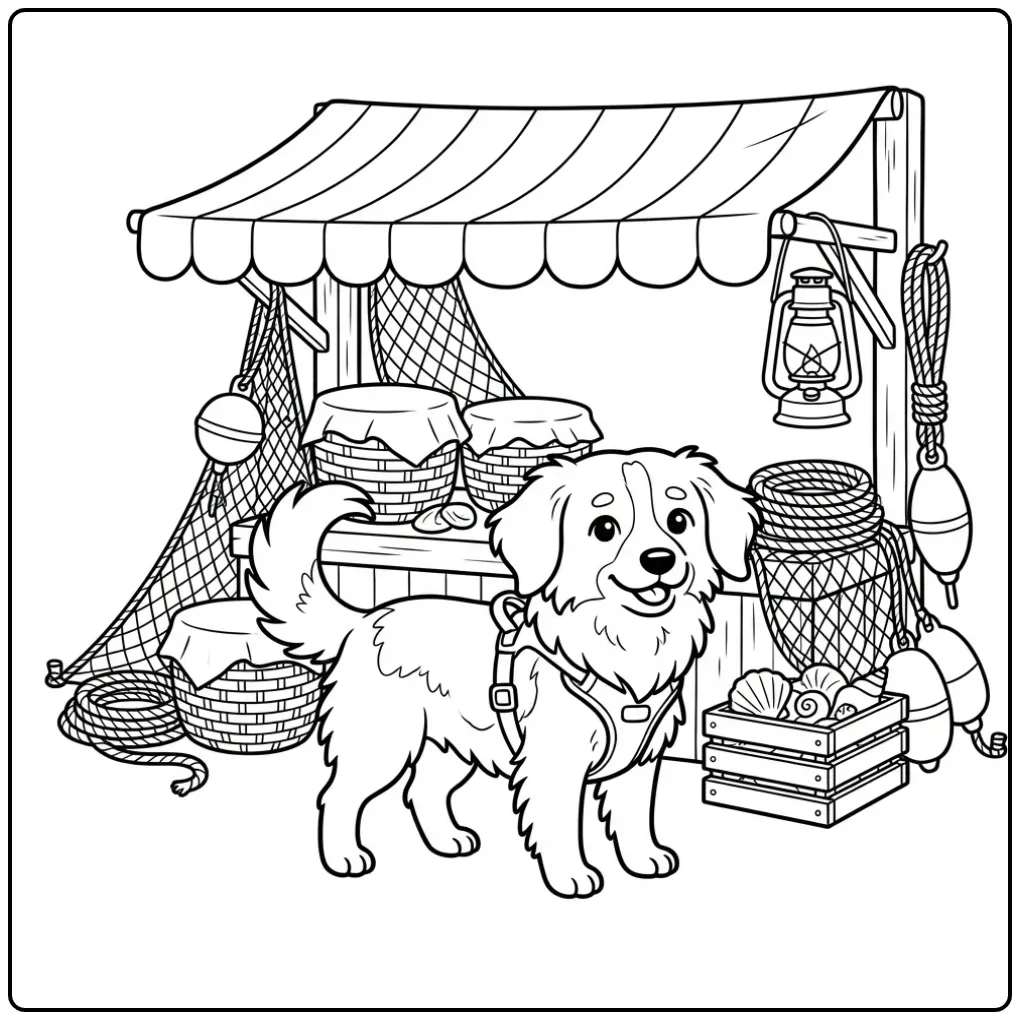 Een schattige Kooiker kleurplaat hond volwassenen op de markt.