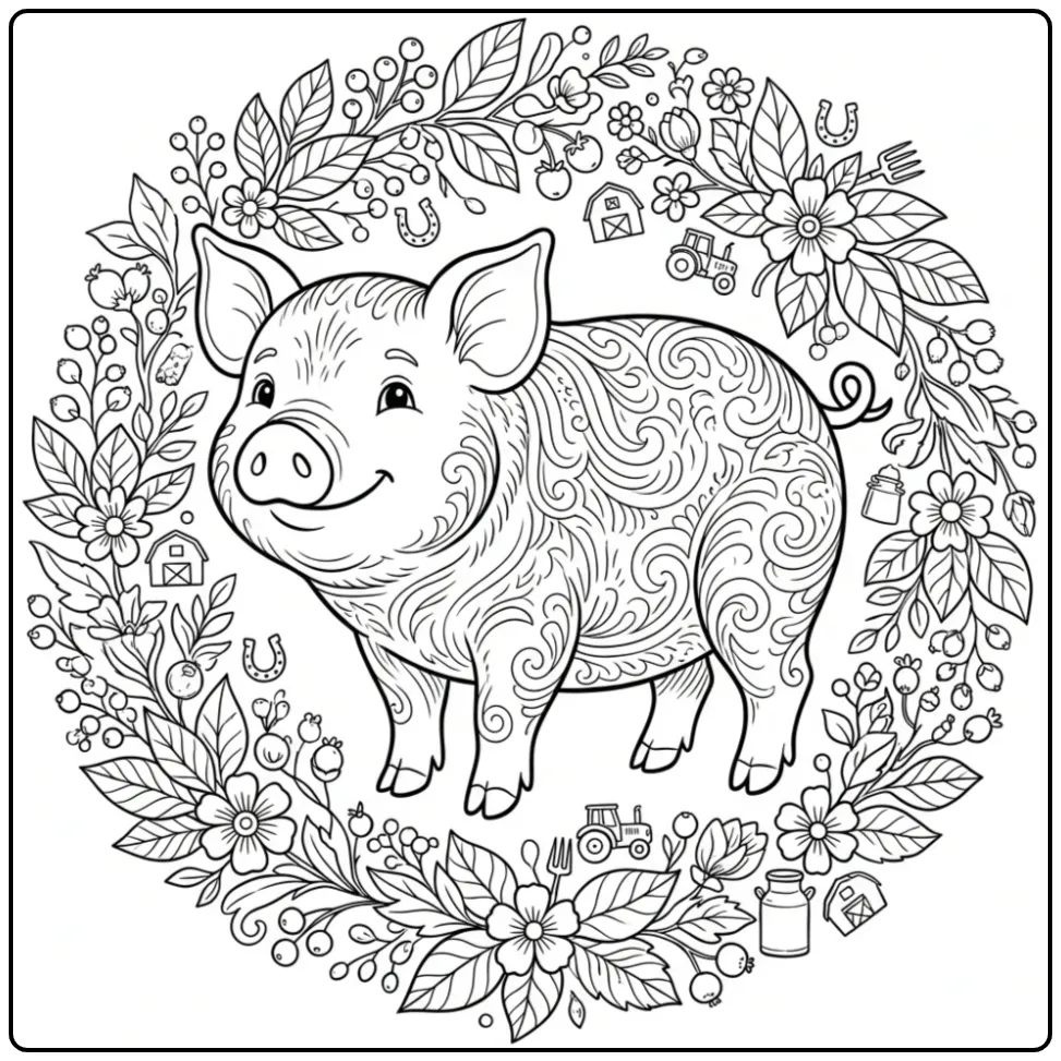 Unieke Moeilijke kleurplaten van varkens voor volwassenen