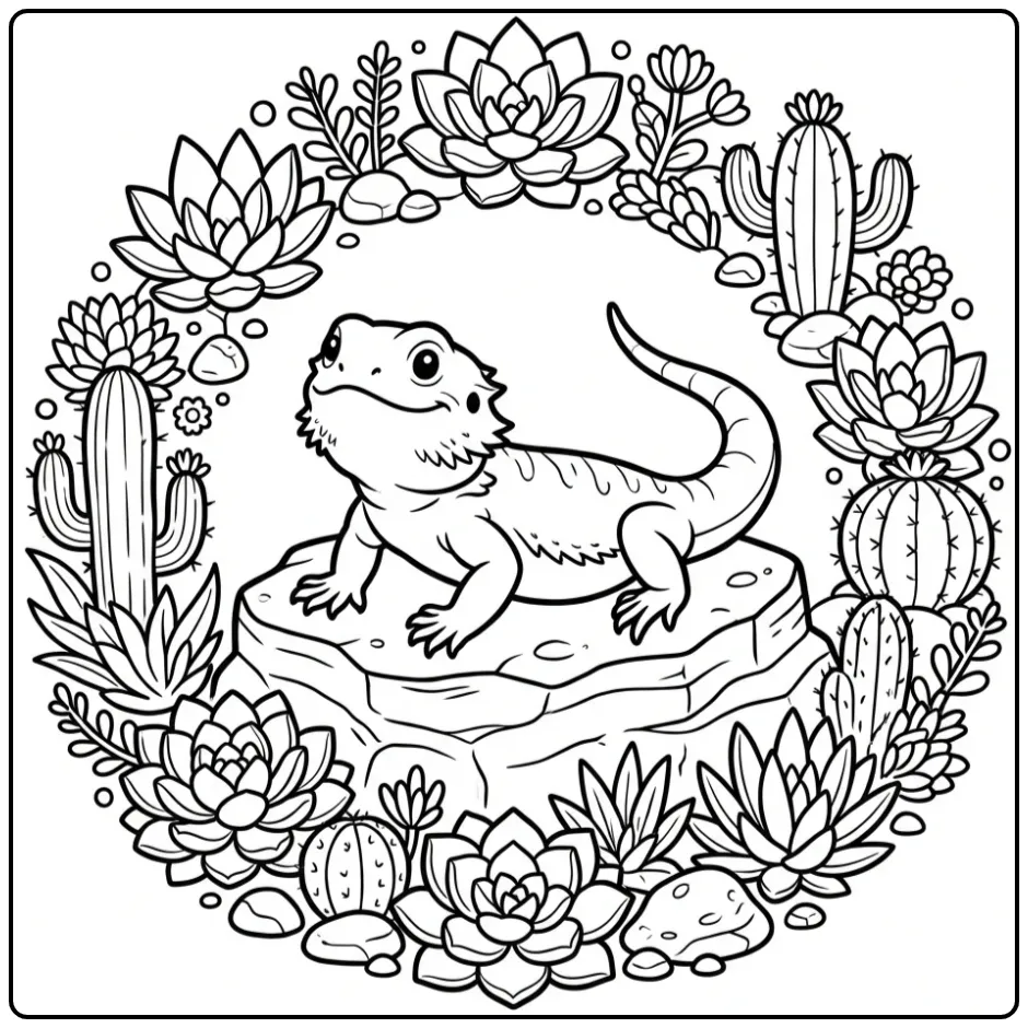 Print deze Baardagaam kleurplaat voor volwassenen met planten