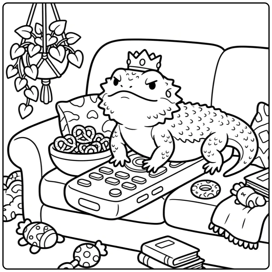 Grappige baardagaam kleurplaat op de afstandsbediening.