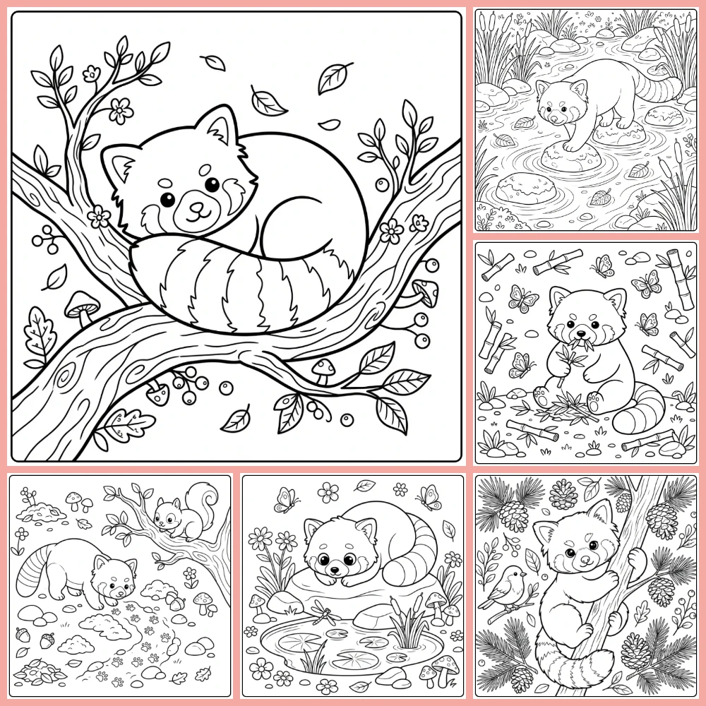 A collage of different coloring page designs.