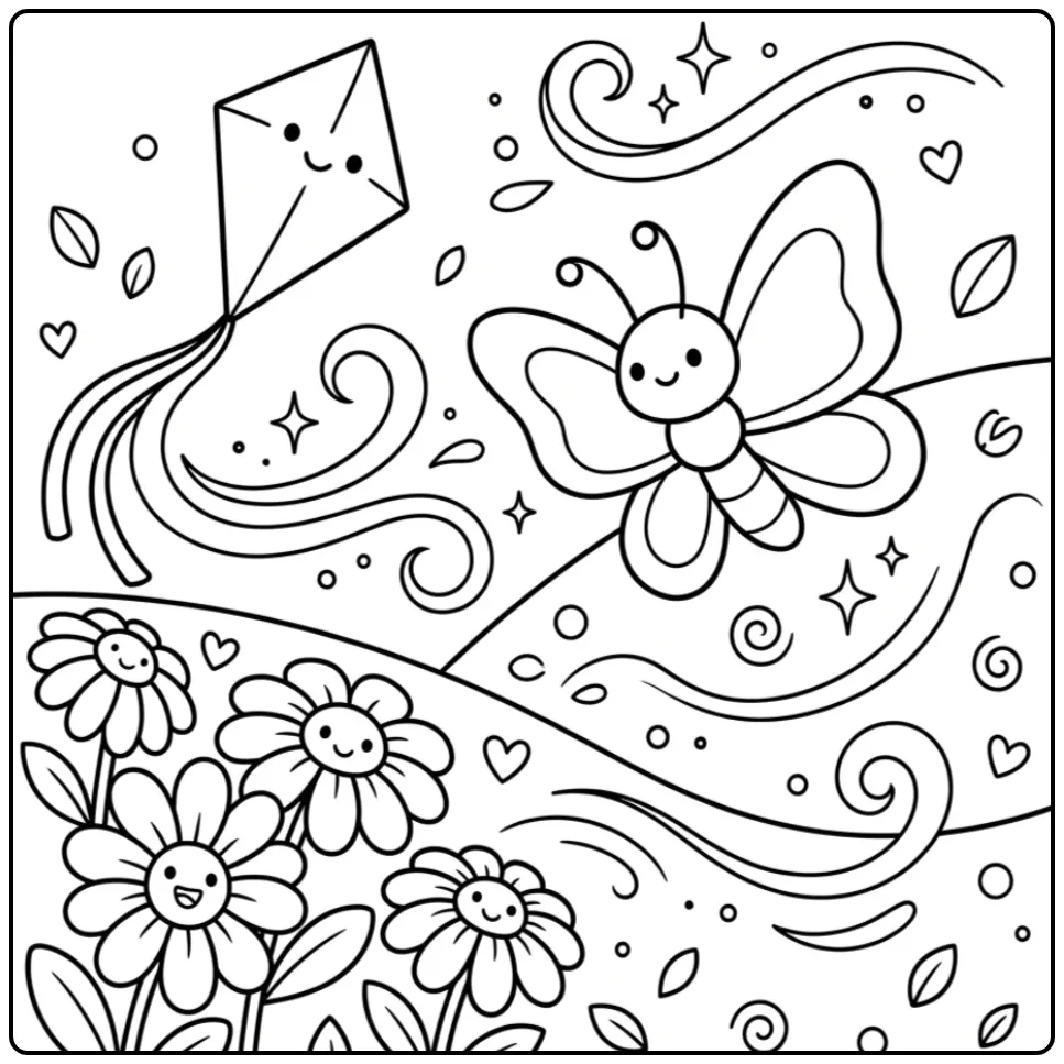 Schattige vlinder kleurplaat volwassenen makkelijk met vlieger