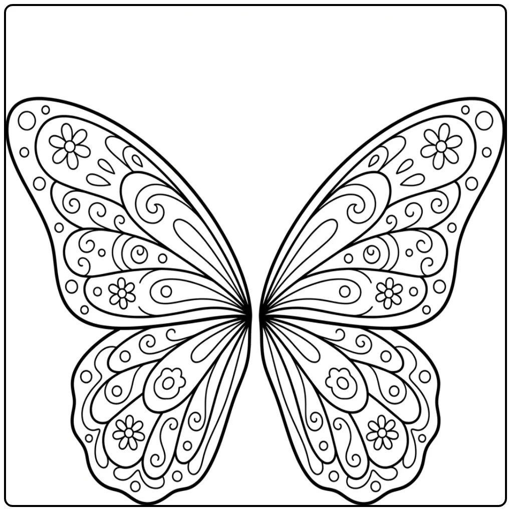 Schattige vlinder vleugels kleurplaat op een takje met bessen.