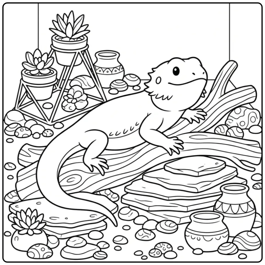 Gedetailleerde Baardagaam kleurplaat voor volwassenen printen