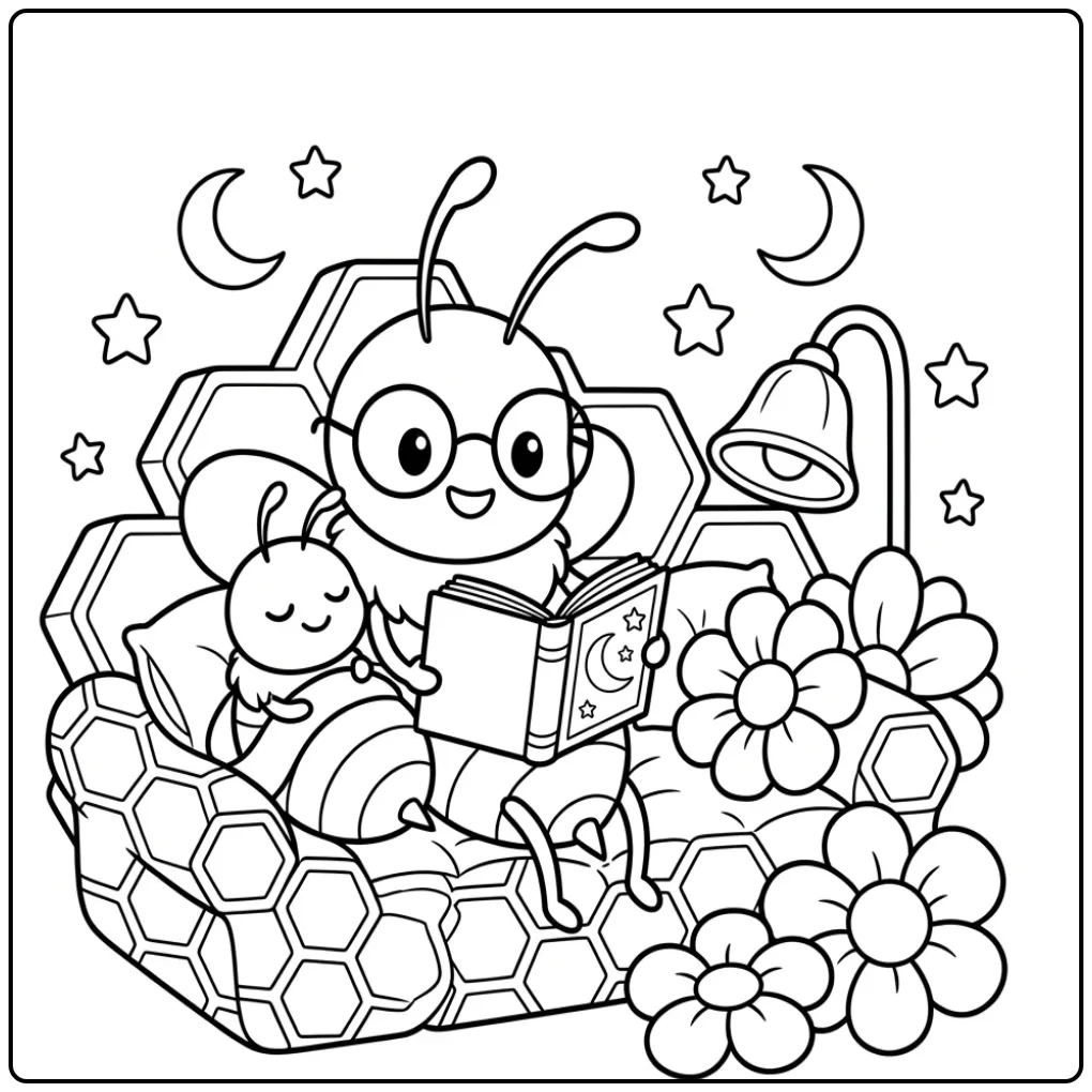 Een leuke bijen kleurplaat met een voorleesverhaal.