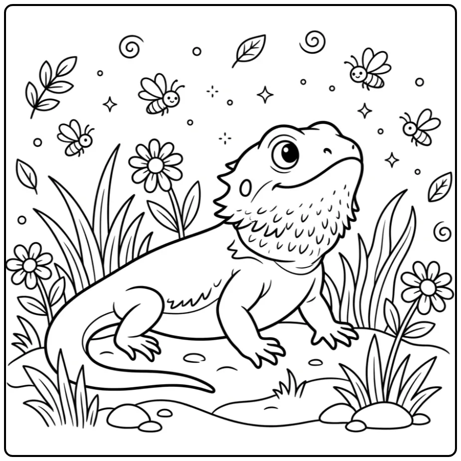 Leuke kleurplaat baardagaam kijkt naar lichtjes.