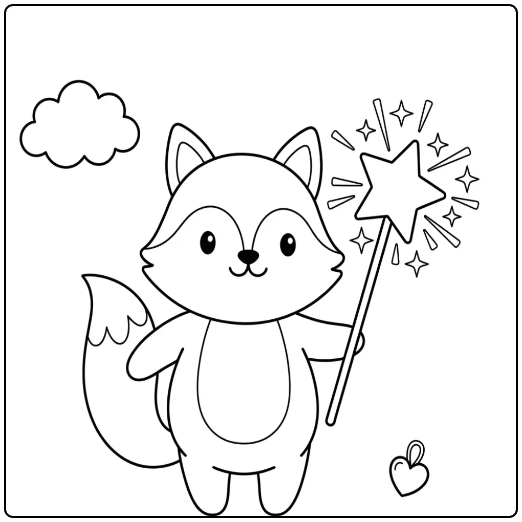 Eenvoudige vos kleurplaat makkelijk met toverstaf.