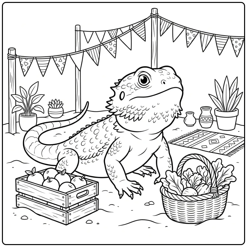 Schattige kleurplaat baardagaam tussen manden en vlaggen