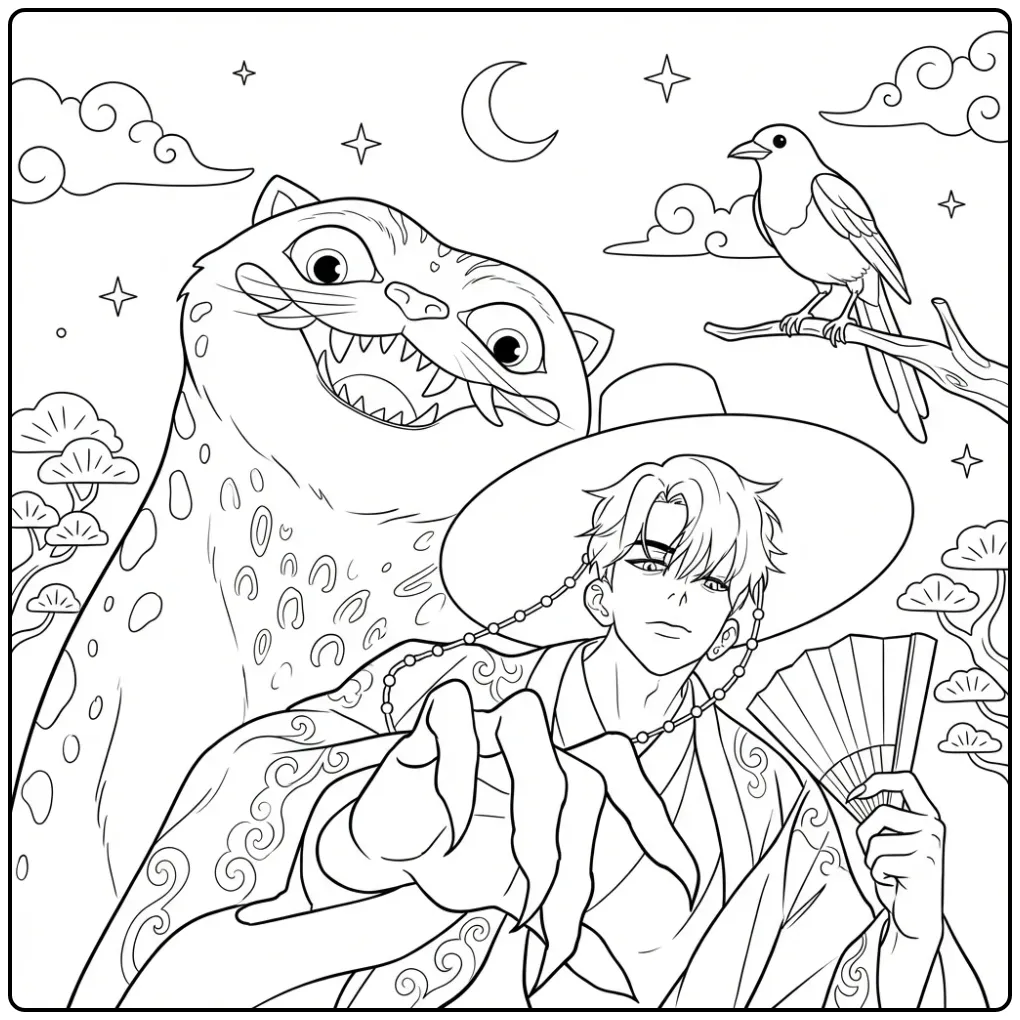 Kleurplaat kpop demon hunters derpy en een grappige panter.